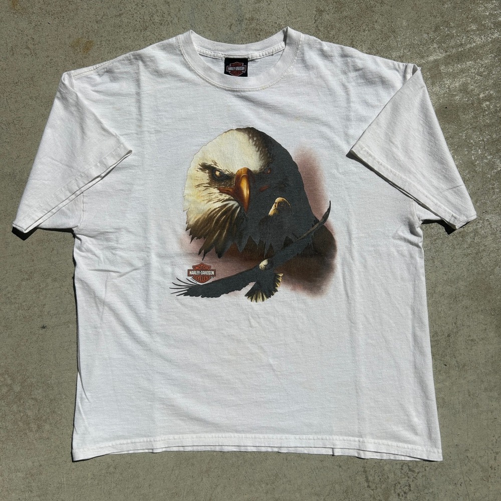 Harley Davidson T Shirt XL White Vintage 2001 Eagle Lexington KY Graphic Tee Y2K